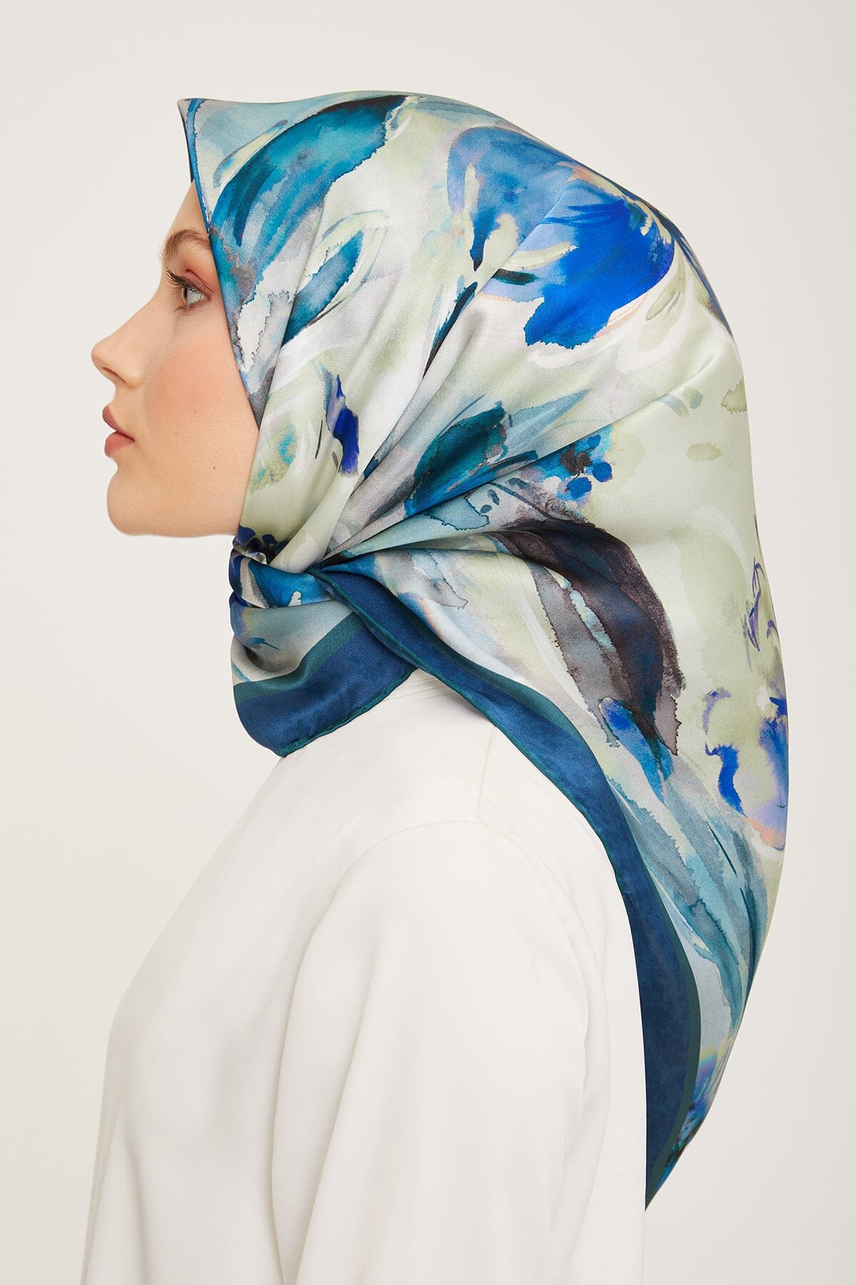 Armine Iris Floral Silk Scarf #50 Silk Hijabs,Armine Armine 