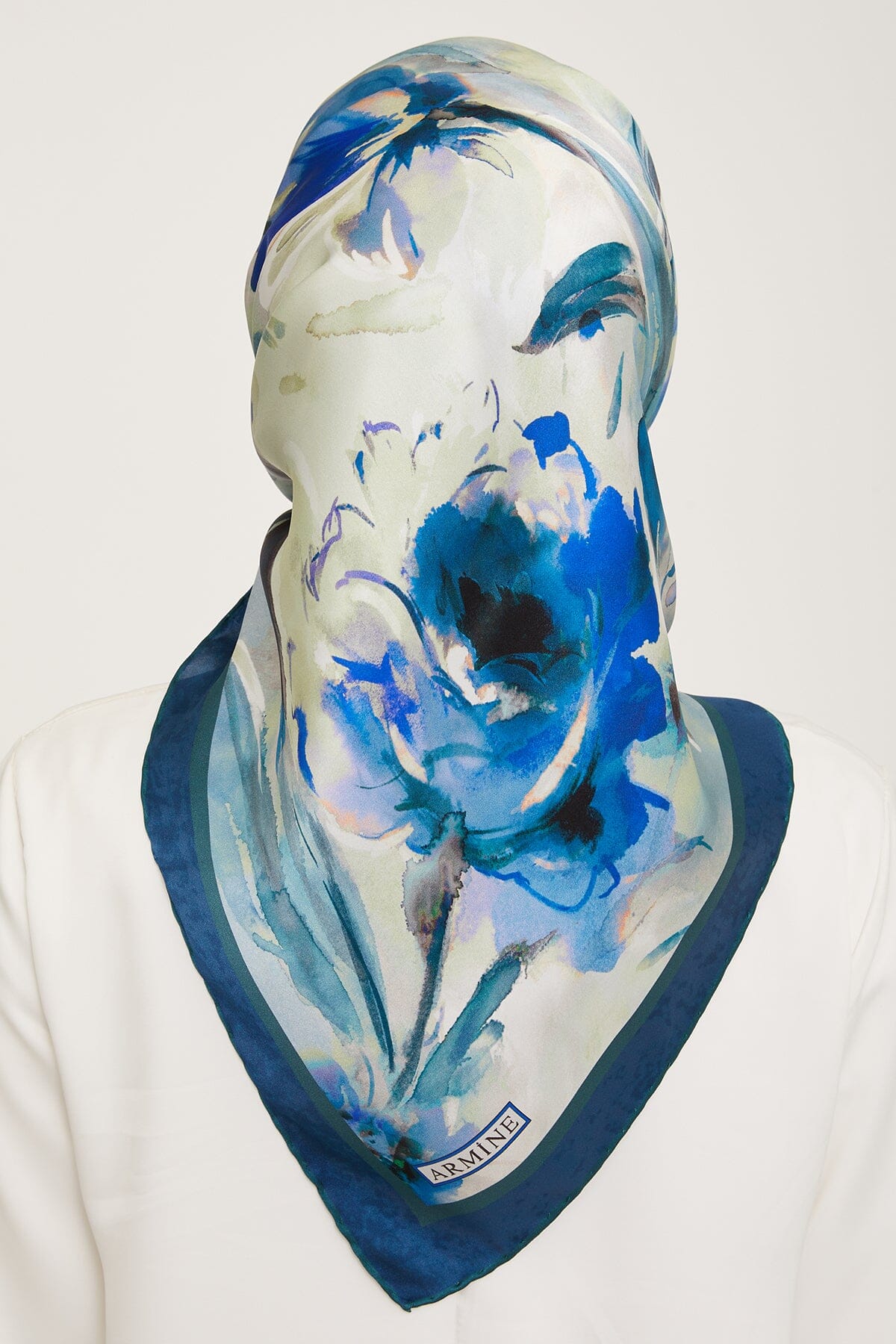 Armine Iris Floral Silk Scarf #50 Silk Hijabs,Armine Armine 