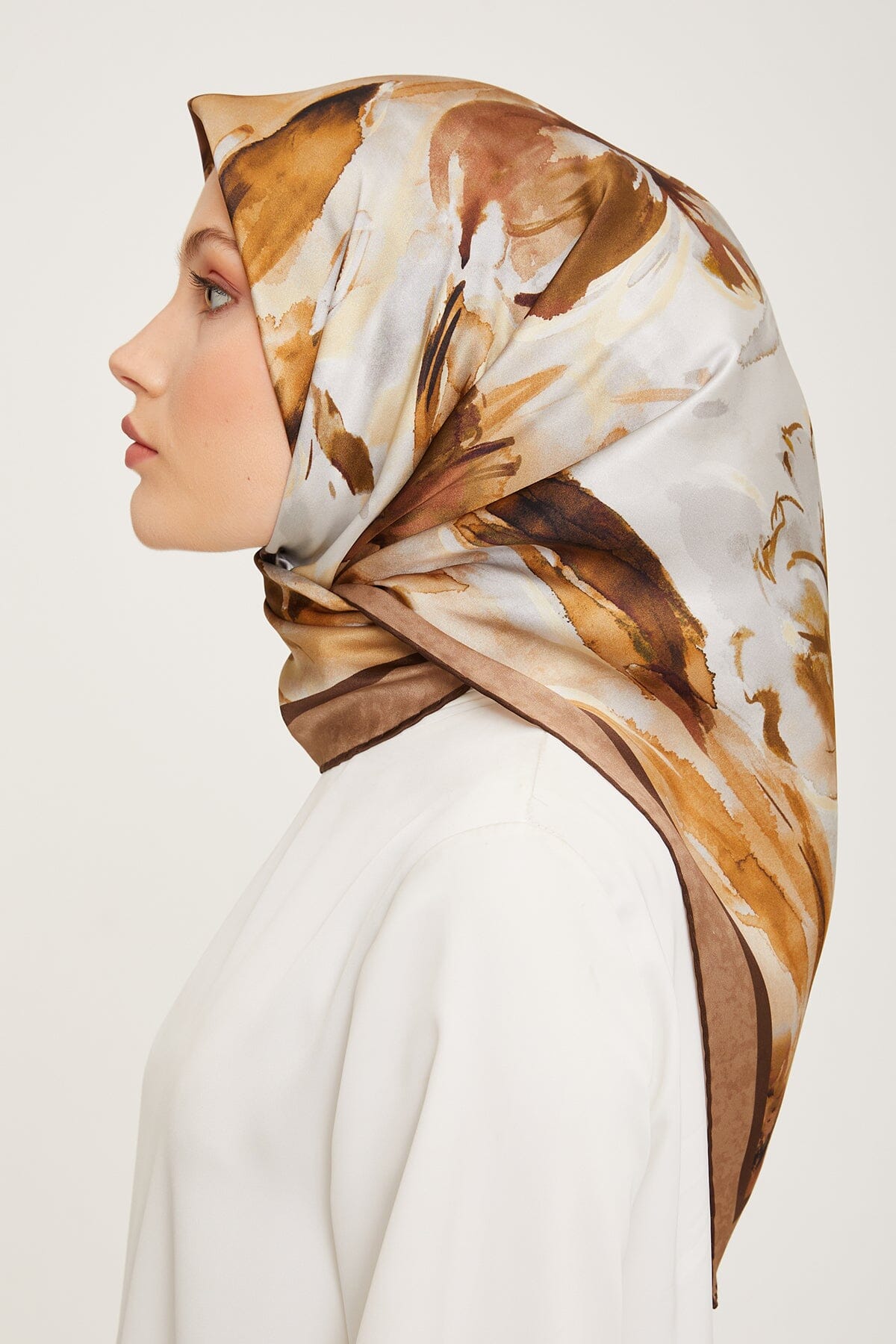 Armine Iris Floral Silk Scarf #52 Silk Hijabs,Armine Armine 