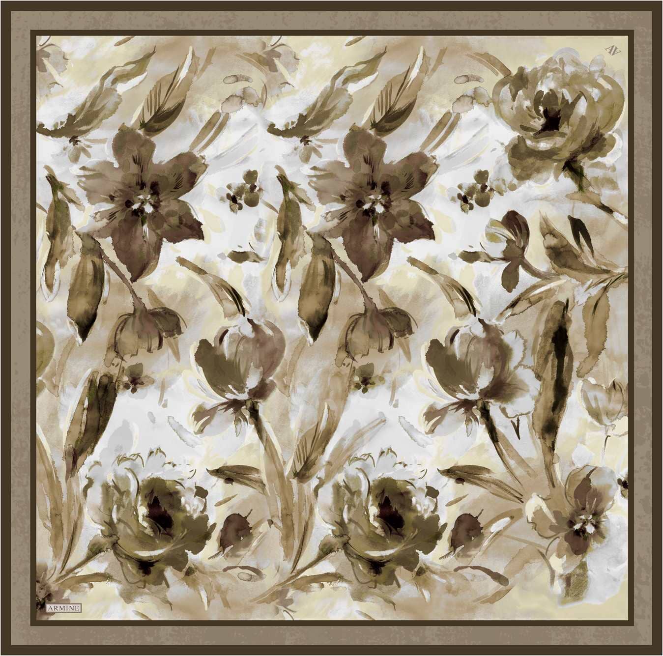 Armine Iris Floral Silk Scarf 