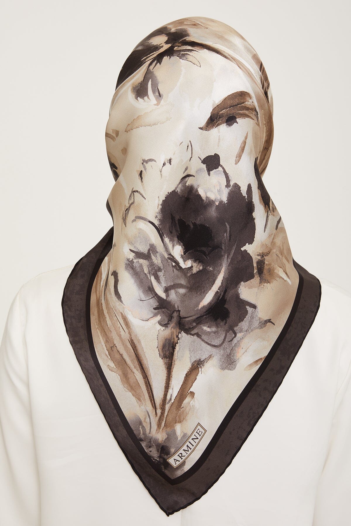 Armine Iris Floral Silk Scarf #55 Silk Hijabs,Armine Armine 