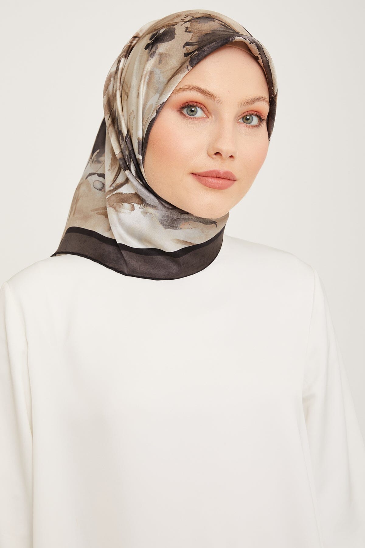 Armine Iris Floral Silk Scarf #55 Silk Hijabs,Armine Armine 