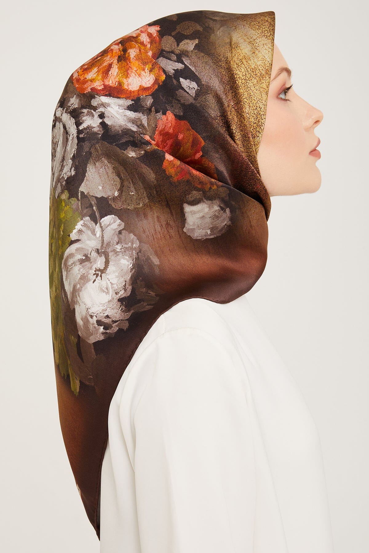Armine Kemboja Floral Silk Scarf #34 Silk Hijabs,Armine Armine 