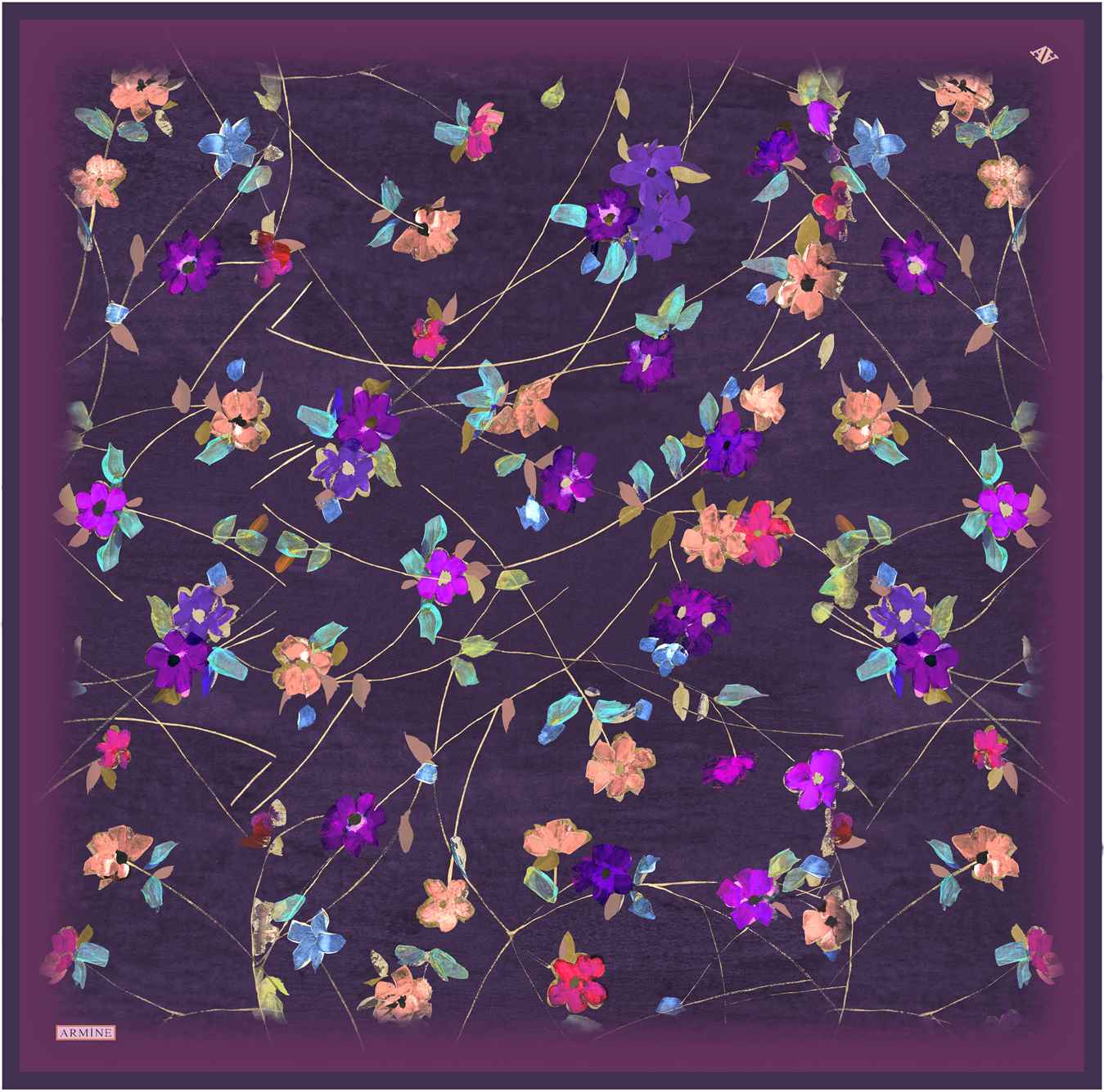 Armine Monica Floral Silk Scarf #1 Silk Hijabs,Armine Armine 