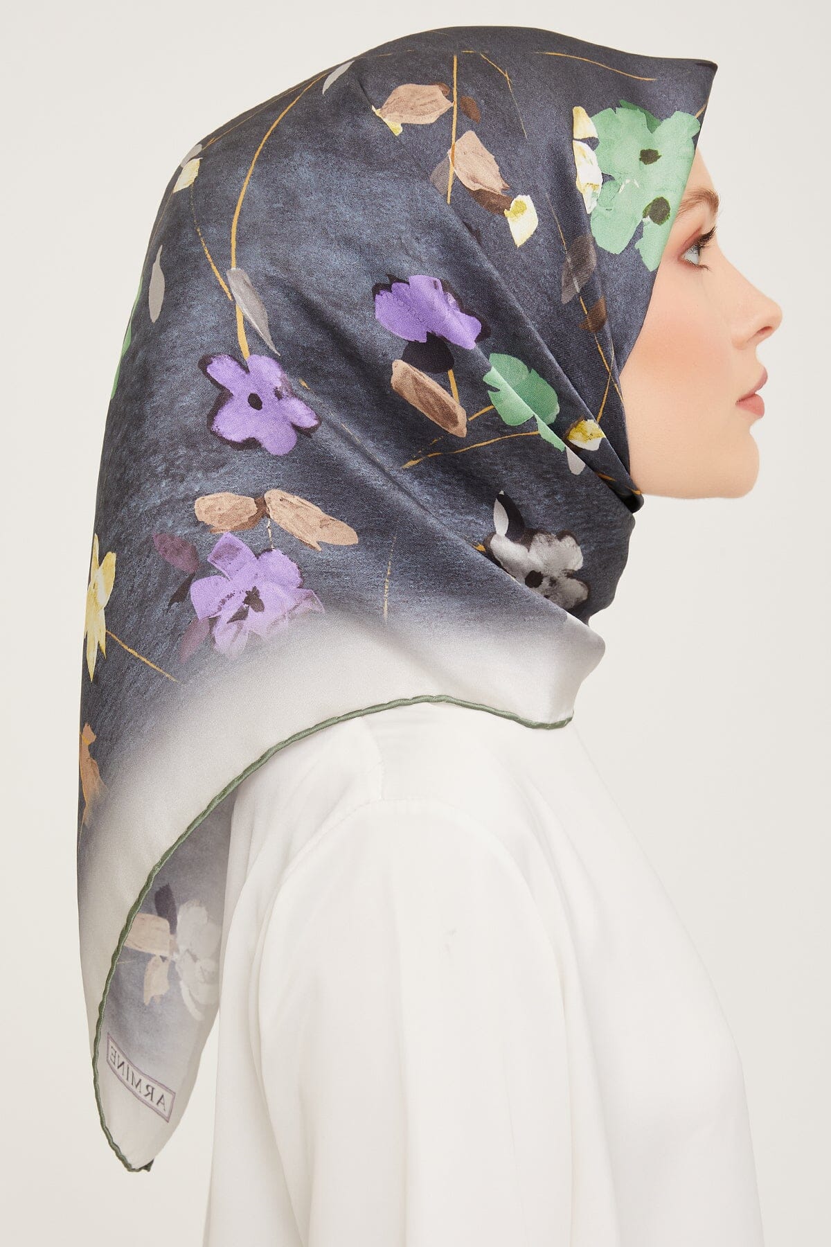 Armine Monica Floral Silk Scarf #34 Silk Hijabs,Armine Armine 