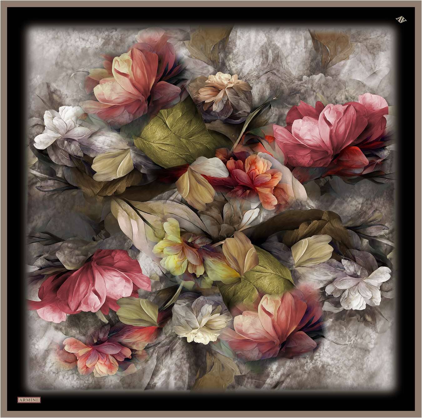 Armine Nocturne Floral Silk Scarf 