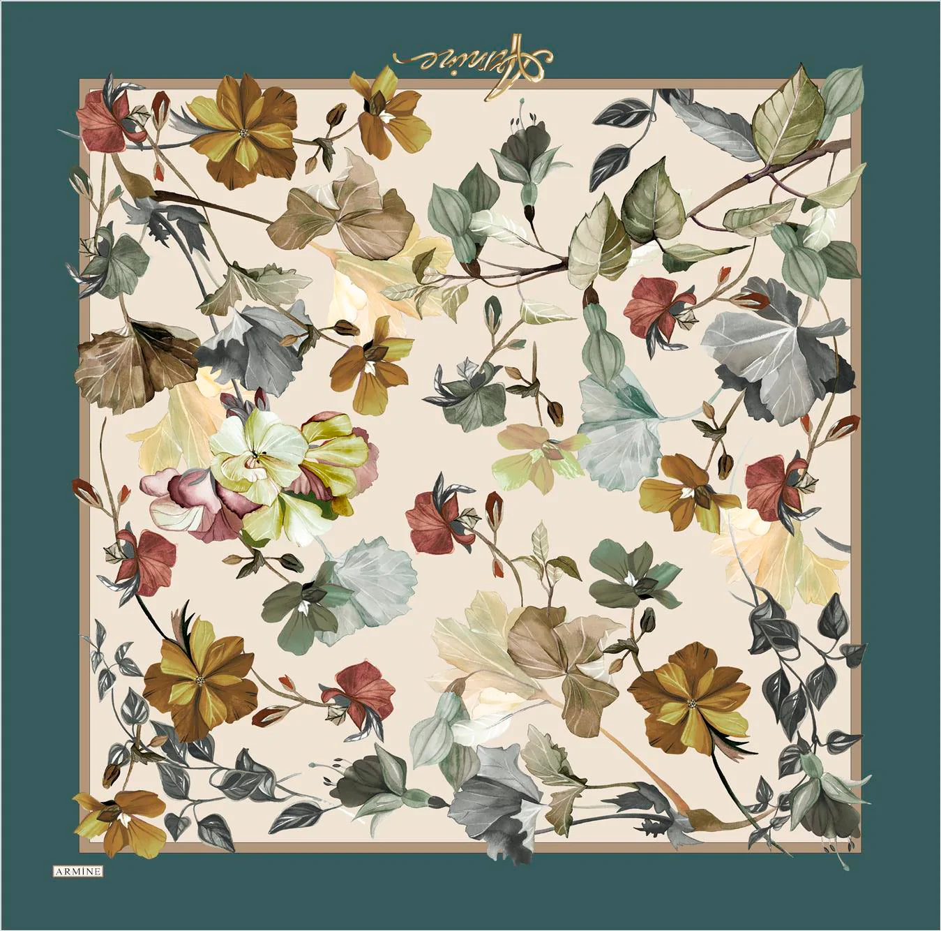 Armine River Floral Silk Scarf No. 32 Silk Hijabs,Armine Armine 