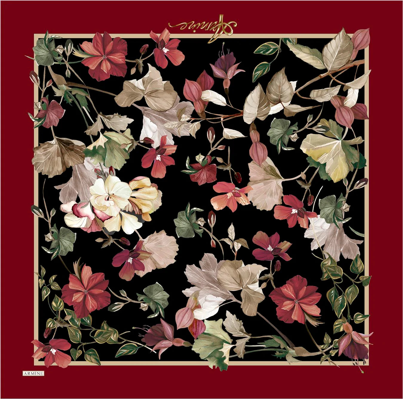 Armine River Floral Silk Scarf No. 34 Silk Hijabs,Armine Armine 