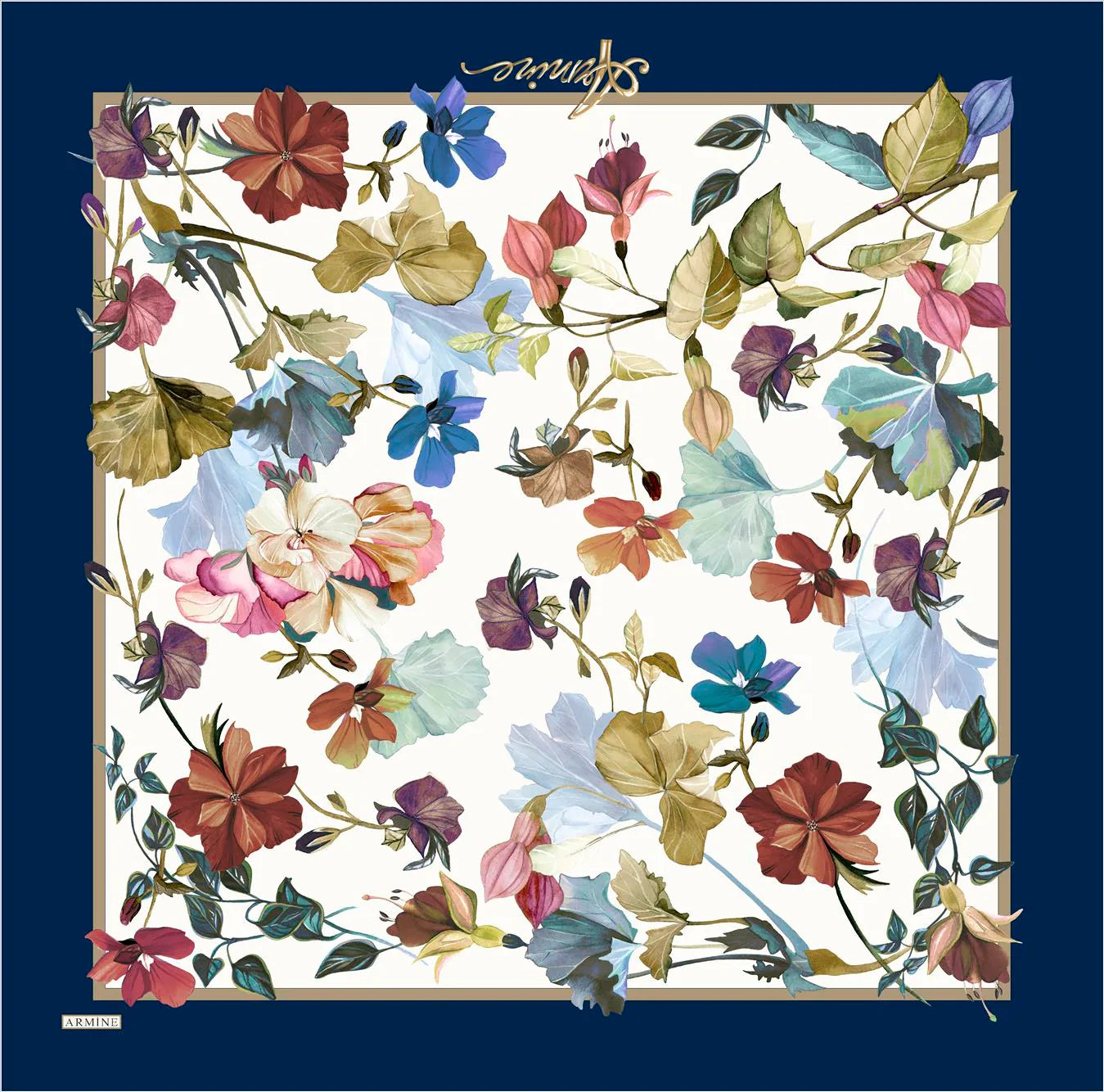 Armine River Floral Silk Scarf No. 37 Silk Hijabs,Armine Armine 