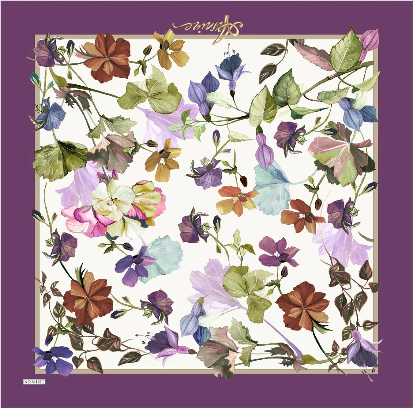 Armine River Floral Silk Scarf No. 38 Silk Hijabs,Armine Armine 