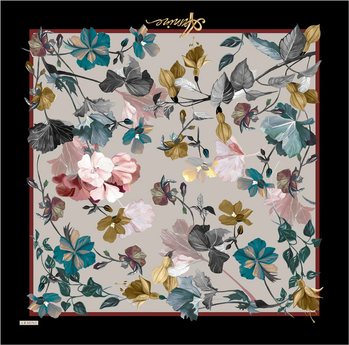 Armine River Floral Silk Scarf No. 52 Silk Hijabs,Armine Armine 