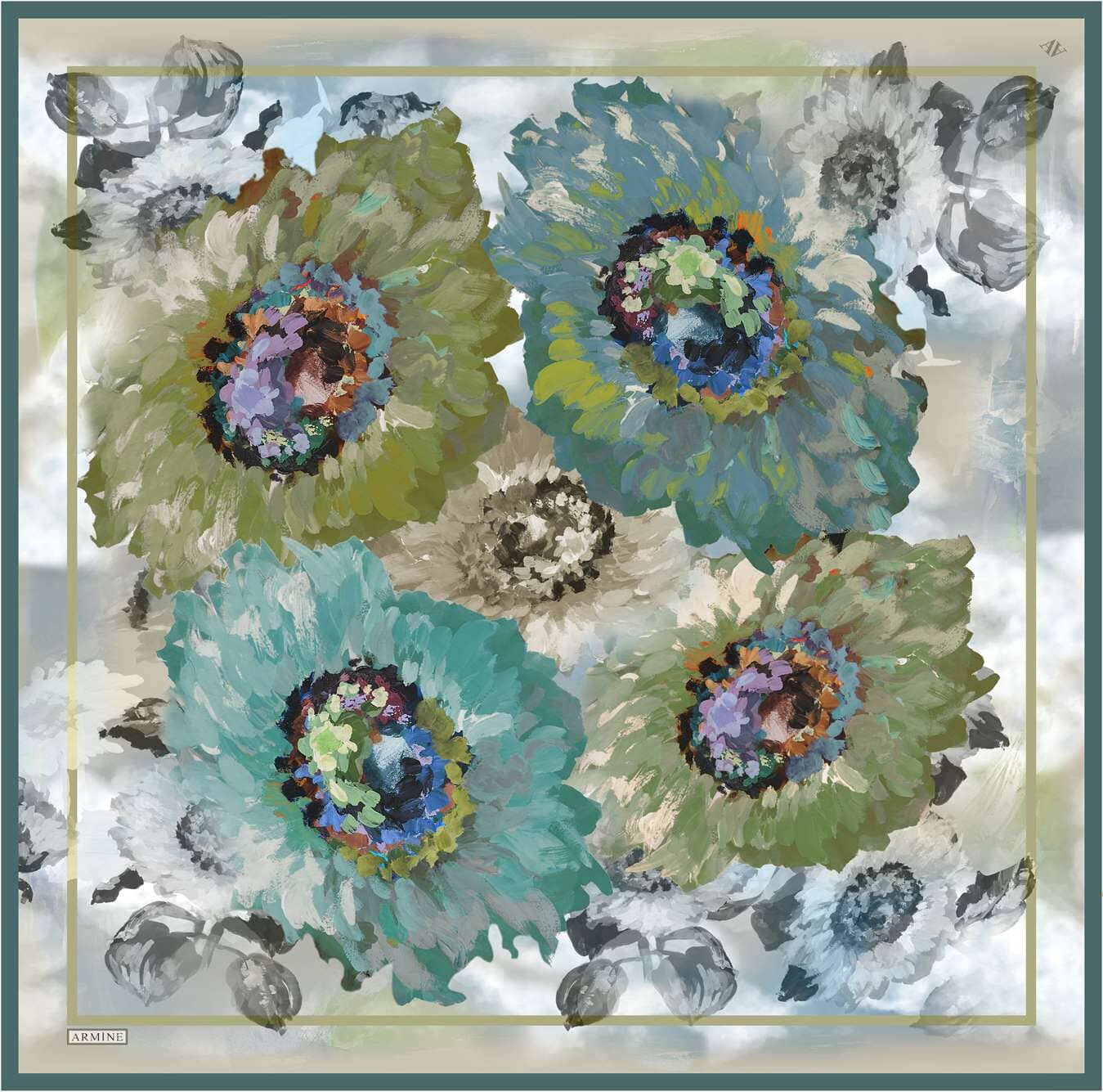 Armine Sunflower Silk Scarf #53 Silk Hijabs,Armine Armine 