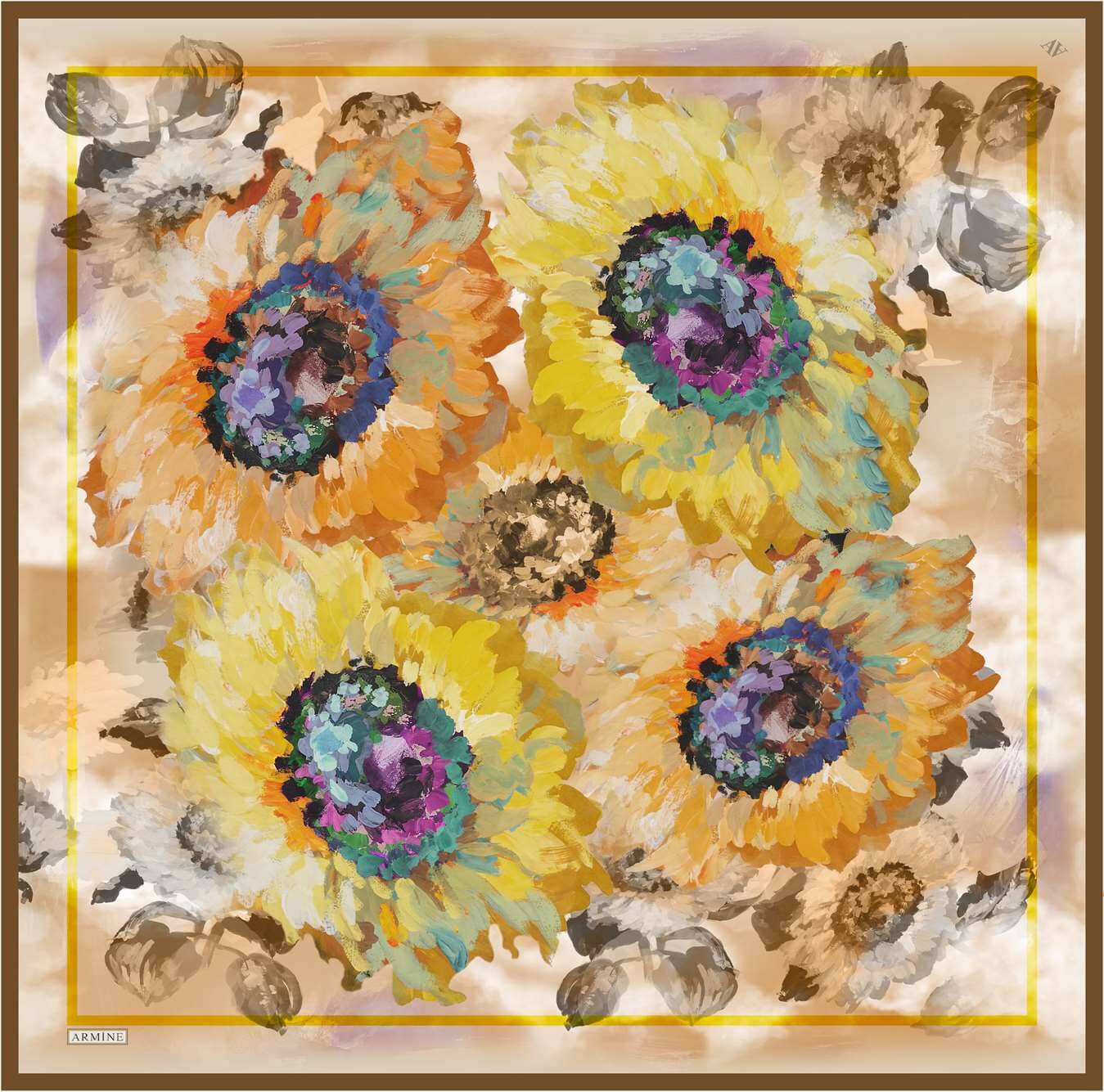 Armine Sunflower Silk Scarf #9 Silk Hijabs,Armine Armine 
