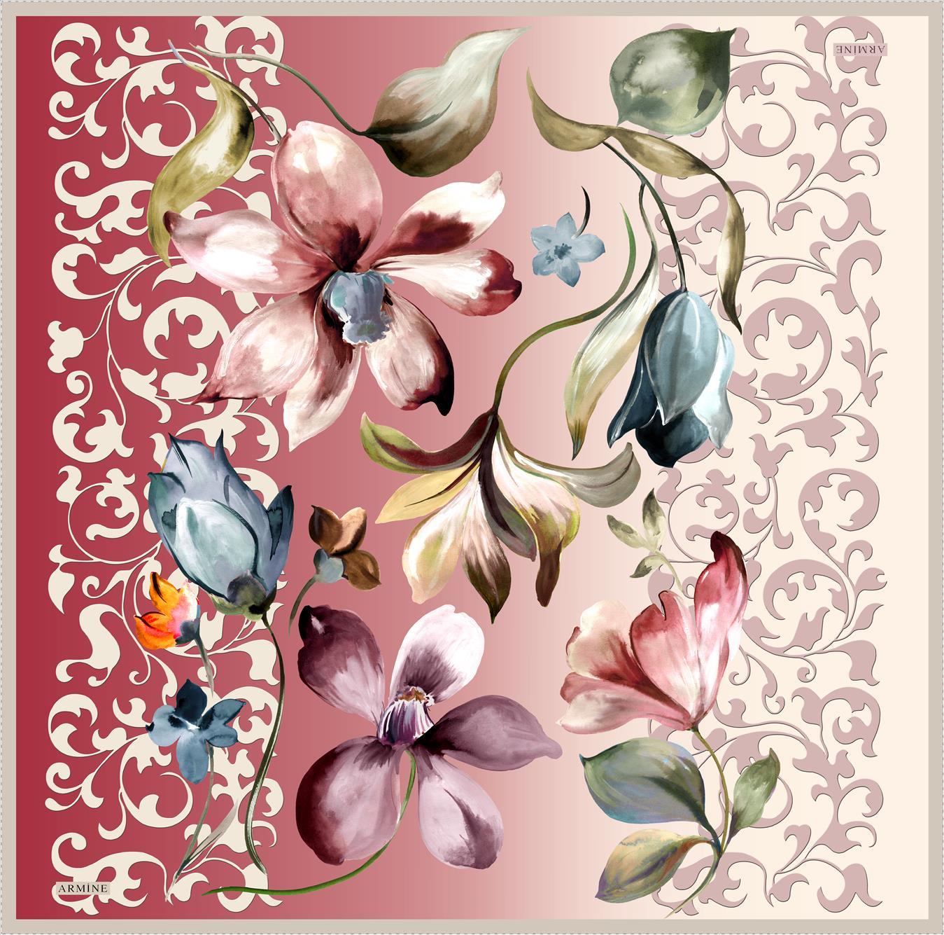 Armine Orchid Floral Silk Hair Wrap No. 31 - Beautiful Hijab Styles