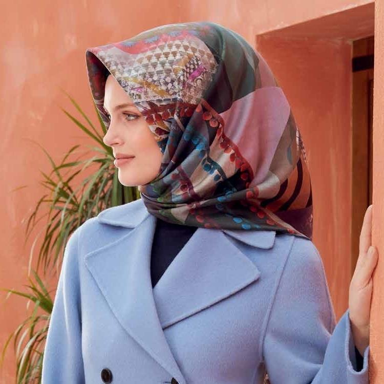 Armine :  A Whimsical Winter Silk Head Scarf - Beautiful Hijab Styles