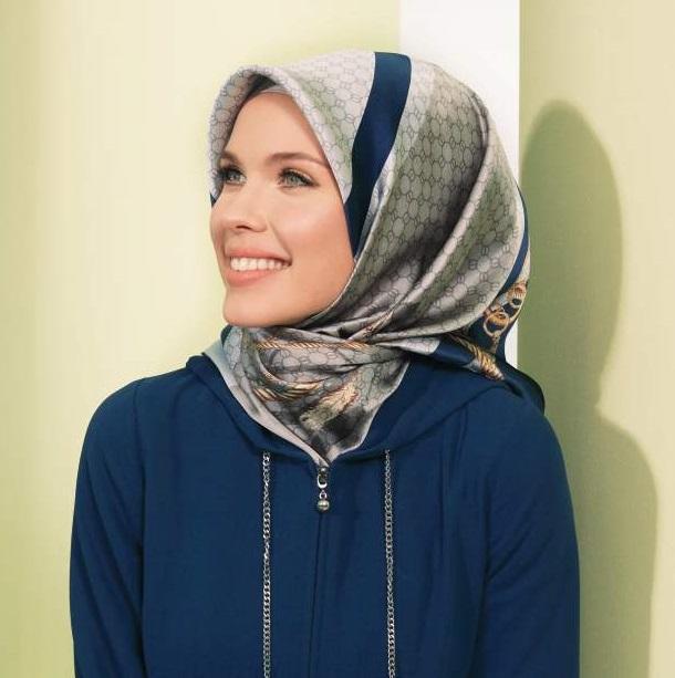 Armine Marine Turkish Silk Scarf No. 1 - Beautiful Hijab Styles