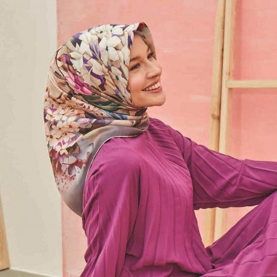 Armine Victoria Classy Floral Silk Scarf No.41 - Beautiful Hijab Styles