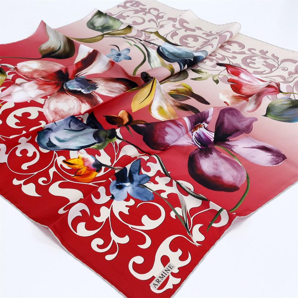 Armine Orchid Floral Silk Hair Wrap No. 31 - Beautiful Hijab Styles