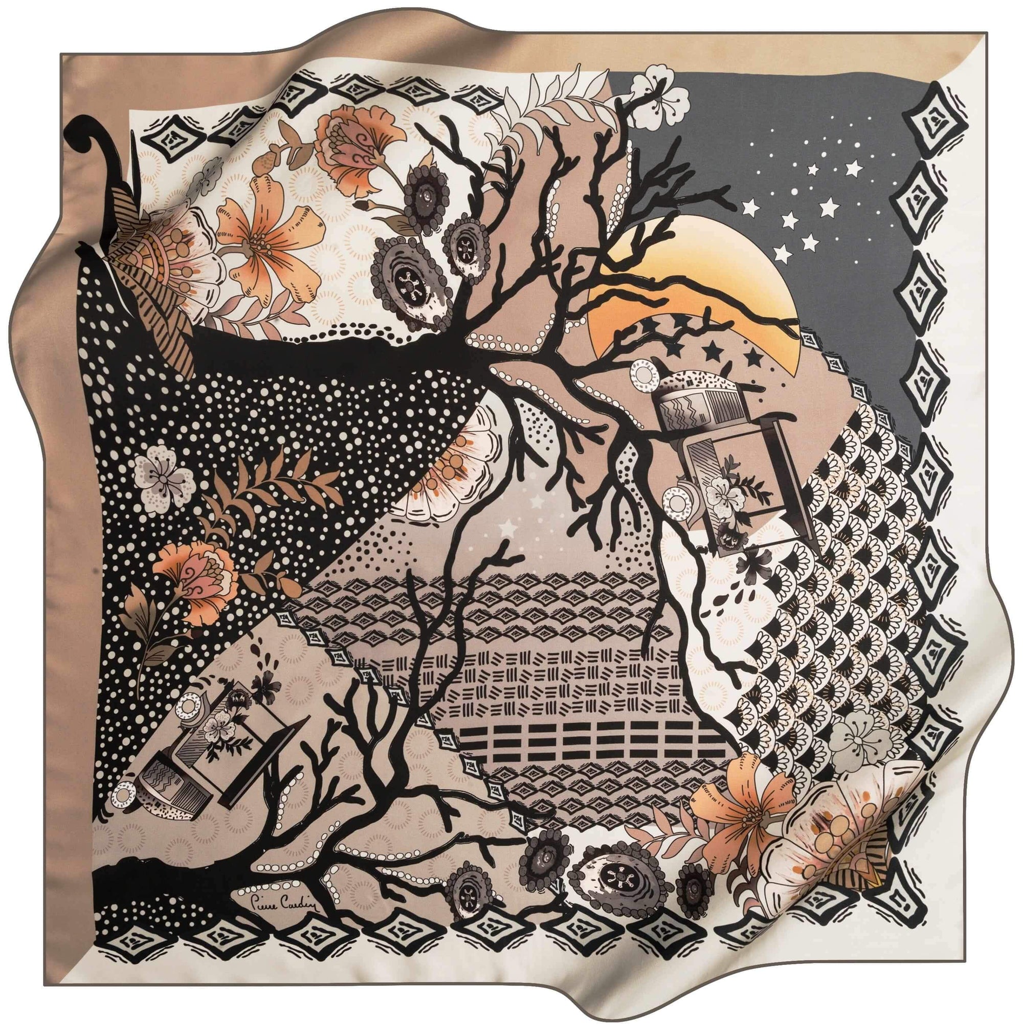 Pierre Cardin Printed Silk Scarf Fantasia No. 71 - Beautiful Hijab Styles