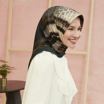 Armine Cheetah Print Silk Scarf No. 3 - Beautiful Hijab Styles