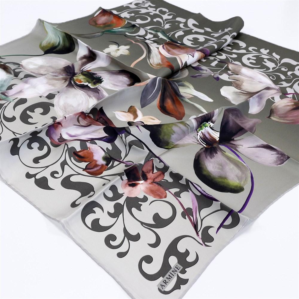 Armine Orchid Floral Silk Hair Wrap No. 85 - Beautiful Hijab Styles
