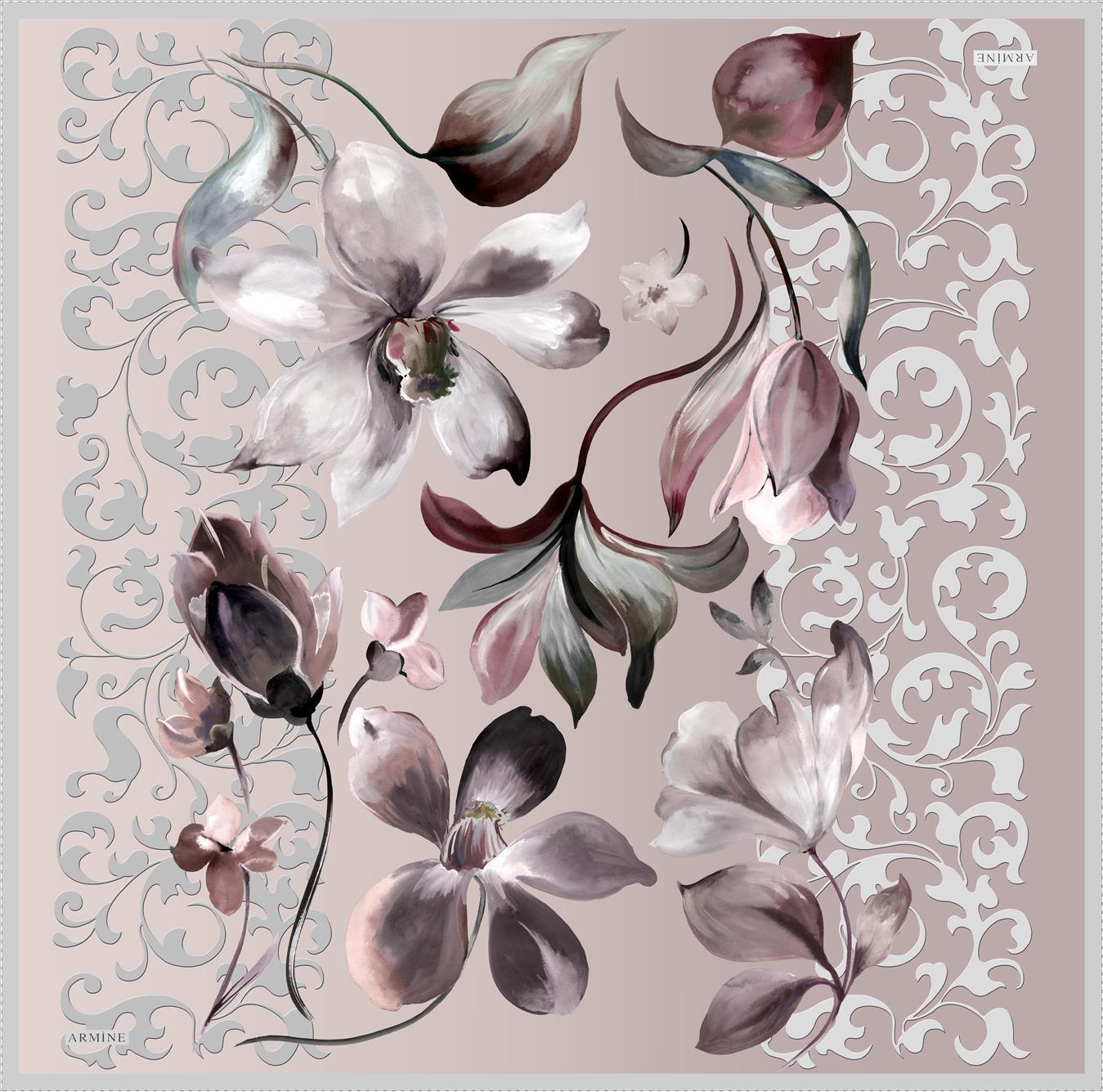 Armine Orchid Floral Silk Hair Wrap No. 82 - Beautiful Hijab Styles