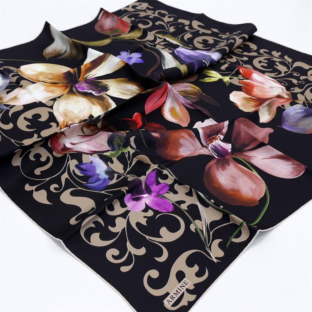 Armine Orchid Floral Silk Hair Wrap No. 38 - Beautiful Hijab Styles